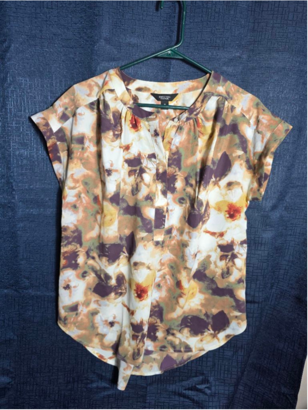 Women's Simply Vera Vera Wang Blouse M Brown Yellow Floral vintage eurosummer